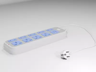 Electricity power strip distributor plug prop Low-poly 3D model