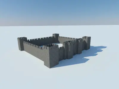 Medieval Castle Low-poly 3D model 10