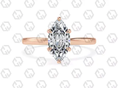 Ring 155 Marquise shape with hidden signature diamond both side 3D print model