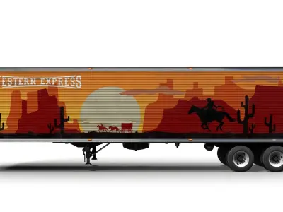 Dry van semi trailer Low-poly 3D model