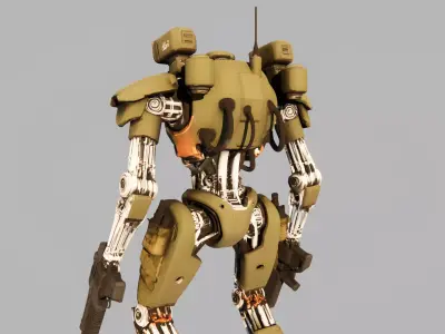 Military Assault Mech  Olive Core Low-poly 3D model