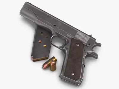 Colt M1911 Pistol Magazine and Bullets 3D model
