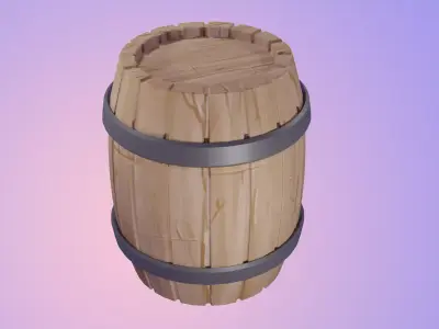 Low-Poly Stylized Medieval barrel Low-poly 3D model