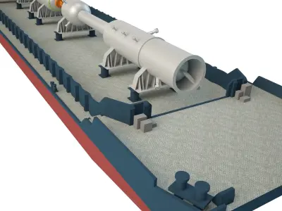 Cargo Barge Oil Refinery Low-poly 3D model