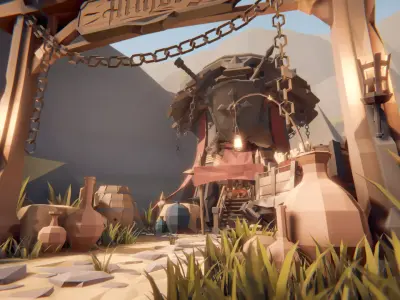STYLIZED Fantasy Armory - Low Poly 3D Art Free low-poly 3D model