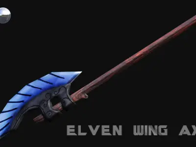 Elven Wing Axe Low-poly 3D model