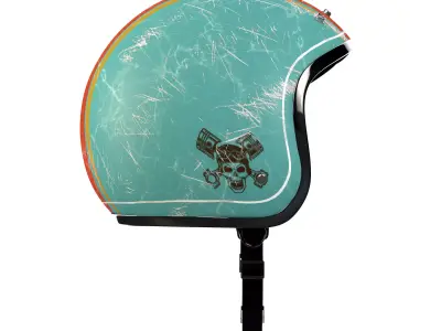 Helmet motorcycle with orange and turquoise stripe 3D model