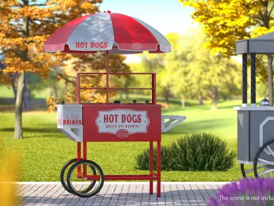 Hotdog and Icecream Street Vending Equipment 3D model