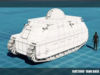 FIAT2000 TANK BASE MESH Low-poly 3D model