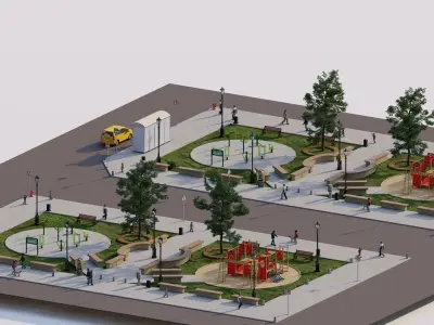 public park-Private Park Landscape 3D model 14