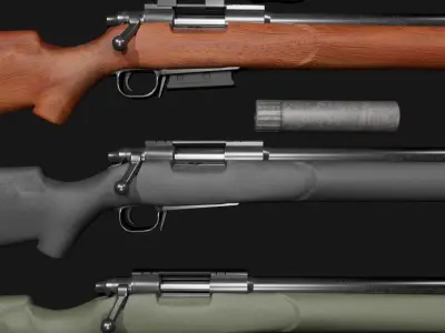 R700 Sniper Rifle Low-poly 3D model