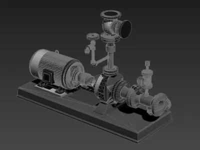 Motor crusher air valve pump factory equipment 3D model