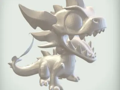 Cute Cartoon Dragon Low-poly 3D model