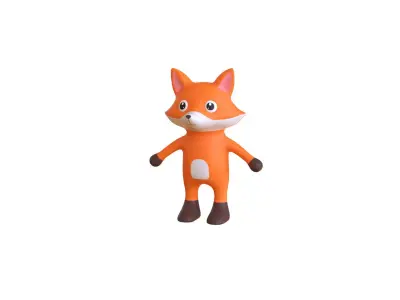 High-Quality 3D Cute Fox for Games  Low-poly 3D model