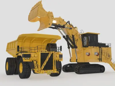 Mining Excavator and Truck 2 3D Model Pack