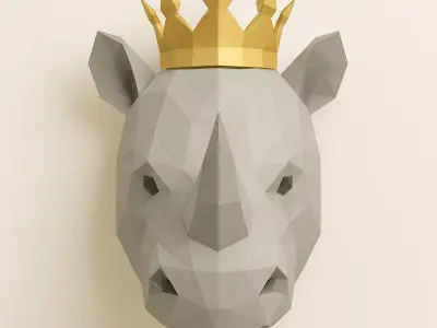 Rhino Head Crown Low-poly 3D model