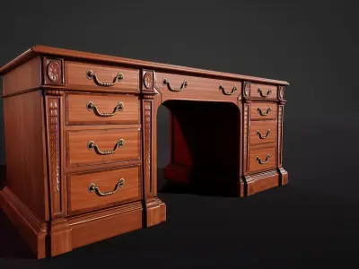 Victorian Desk Game-Ready Low-poly 3D model