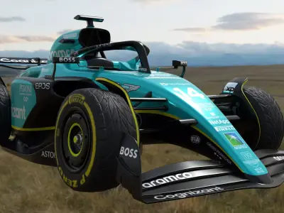 Rigged Cartoon Aston Martin AMR23 Low-poly 3D model