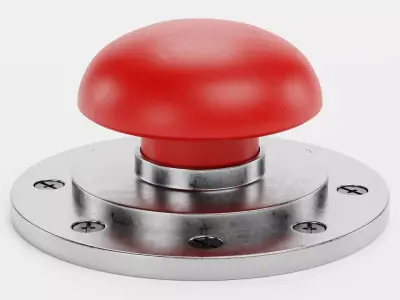 Emergency Button V6 - Industrial Mushroom Push Switch Control 3D model