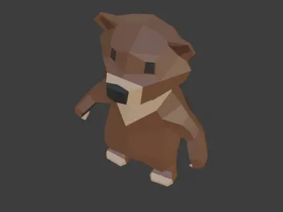 Low Poly Bear in polygons Low-poly 3D model