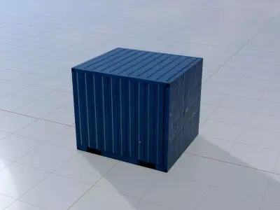 Shipping Container gentian blue 6ft Low-poly 3D model