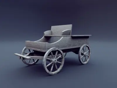 horse wagon animated 3D model