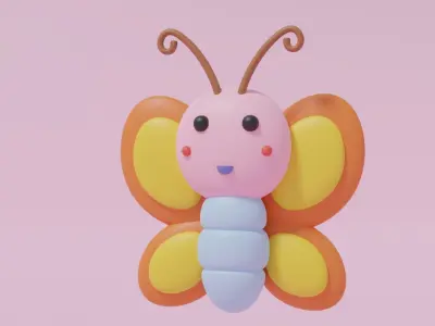 Cartoon Cute Butterfly 3D model