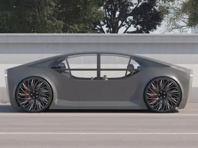 Self-Driving concept car with interior and rigged 3D model purchase