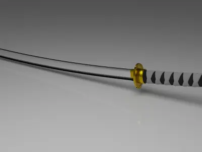 Katana sword Low-poly 3D model 8