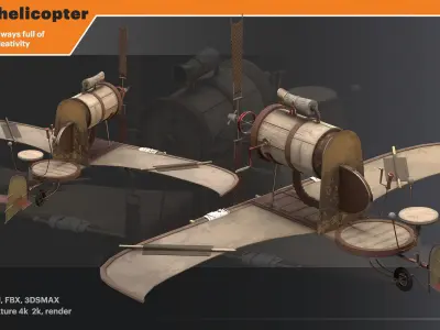 bicycle helicopter Low-poly 3D model