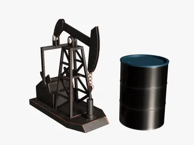 Oil Rig Miniature Low-poly 3D model