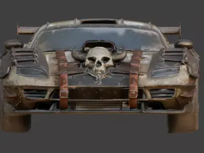 Post-Apocalyptic Raider Supercar Low-poly 3D model