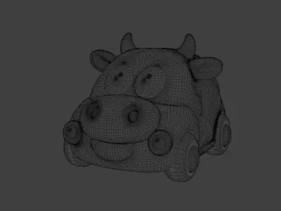 Cute 3D Cow Car Cartoon Model  Stylized Animal Toy Vehicle 3D model