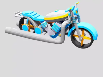 motorcycle low poly 3d stylized Low-poly 3D model