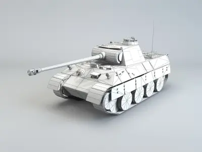 Low Poly Panzer V Panther D medium tank Low-poly 3D model