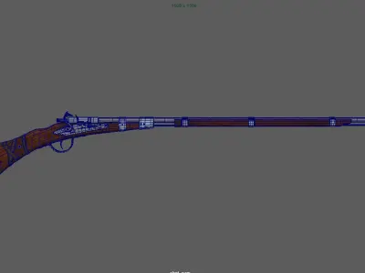 FlintLock Rifle  LowPoly Firearm 3D Model Low-poly 3D model