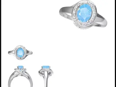 JCD Format Antique color stone rings 3d cad jewelry design 3D print model