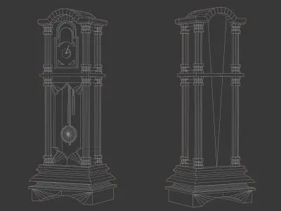 Antique Grandfather Clock Low-poly 3D model