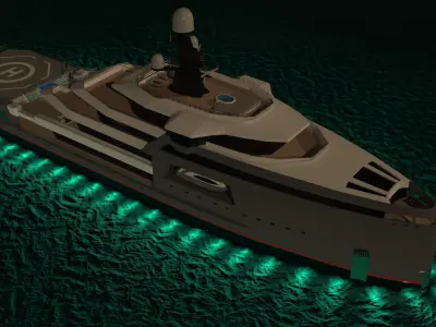 Expedition Superyacht 90m Night Scene 3D model