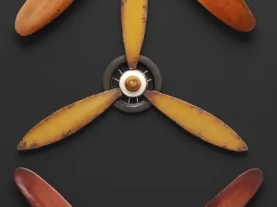 Set propeller 3D two wooden propellers 3D model
