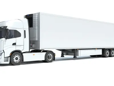 Truck with Refrigerator Trailer 3D model purchase