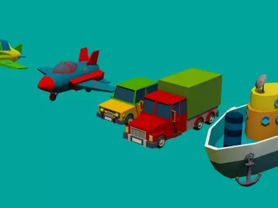Transport two toy airplanes Low-poly 3D model