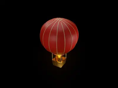 Hot Air Balloon Low-poly 3D model 12