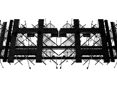 Industrial LED Ceiling Lighting Grid - Warehouse Hanging Light  Low-poly 3D model