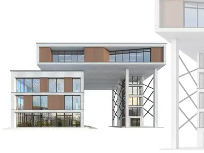 Modern commercial building No 8 Low-poly 3D model