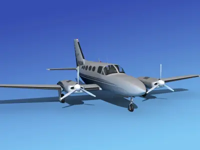 Cessna 414A Chancellor V13 3D model