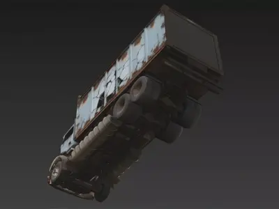 Abandoned Transport Truck Wreck Low-poly 3D model