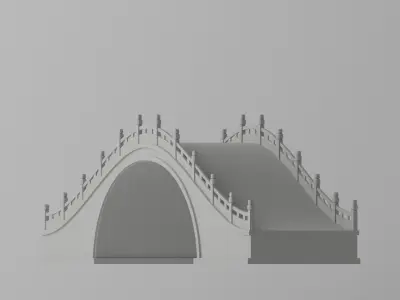Cartoon Chinese Stone Bridge Low-poly 3D model get