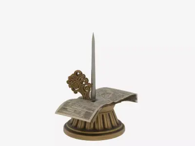 Antique Bank Receipt Spike Ornate Finial and Weighted Base 3D 3D model