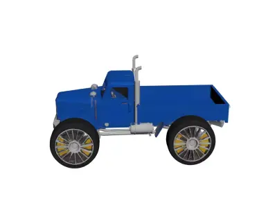 Big Wheel 1950s Pickup Low Poly Stylized Retro Truck Asset Low-poly 3D model
